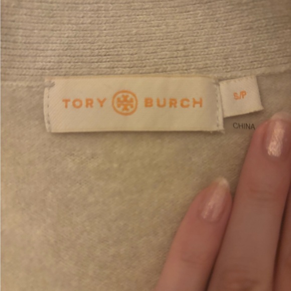 Tory Burch Longline Oatmeal Wool Blend Cardigan - Picture 4 of 5